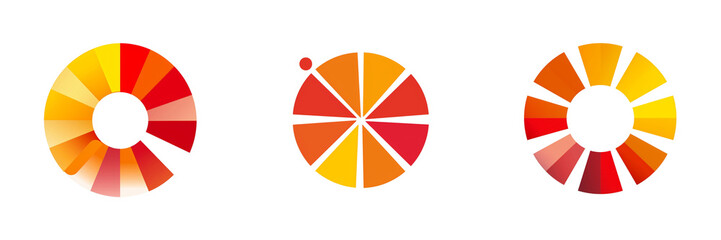 Fototapeta premium set of A logo red and Yellow simple icon of a chroma wheel, on a transparent background