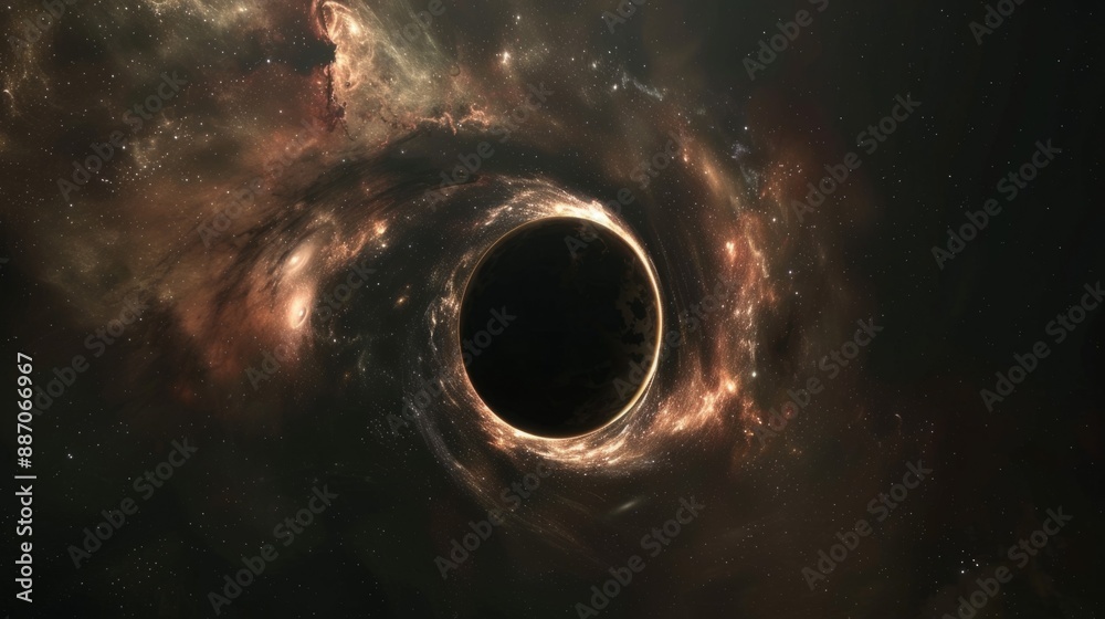 Aufkleber a black hole, shrouded in darkness, pulls swirling clouds of gas and dust around it in a mesmerizing