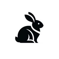 Obraz premium Minimalist rabbit silhouette logo on white background