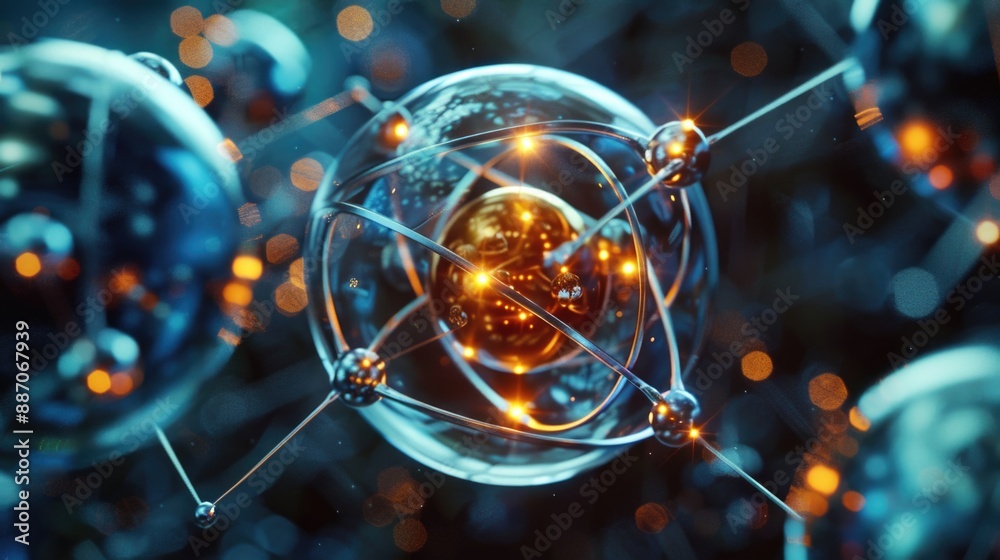 Aufkleber A close-up view of a sphere with lights in the background, suitable for use in science and technology contexts