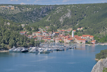 Town Skradin inNational Park Krka, river Krka, Croatia, Europe.