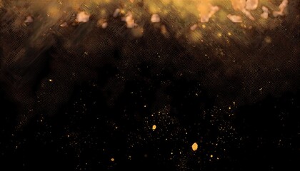 Obraz premium Abstract golden particles floating in a dark. Background Pattern for design with copy space or banner, texture ai image