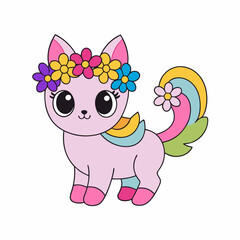 cat unicorn vector with a floral cat head, perfect for whimsical designs and decorations