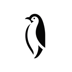 Minimalist penguin silhouette logo on white background