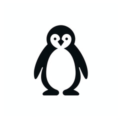 Obraz premium Minimalist penguin silhouette logo on white background