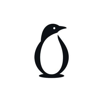 recommend clip art: Minimalist penguin silhouette logo on white background