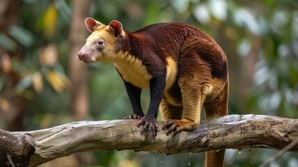 Obraz premium Matschie s Tree Kangaroo dendrolagus matschiei Adult standing on Branch
