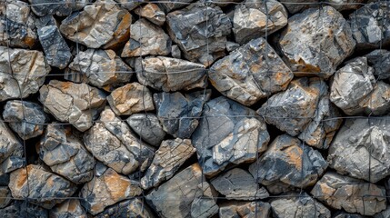 Mesh rock wall to prevent landslides on a slope