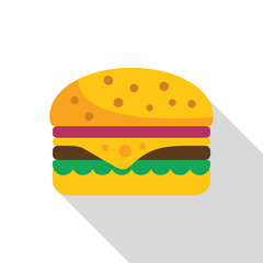 Mouthwatering burger illustration featuring a sesame seed bun and melted cheese, perfect for food and beverage projects