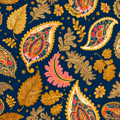 seamless paisley pattern in abstract background, ornamental illustration wallpaper 