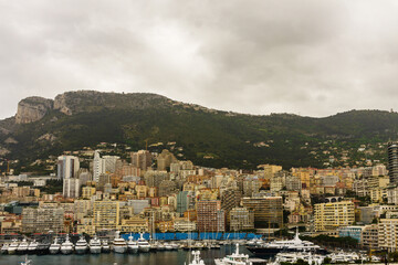Panoramic view of Monte Carlo marina and cityscape