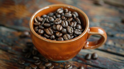 Fototapeta premium Cup filled with coffee beans