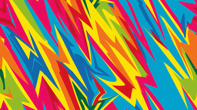 Vibrant diagonal jagged stripes pattern on abstract background, evoking a sense of dynamism and energy