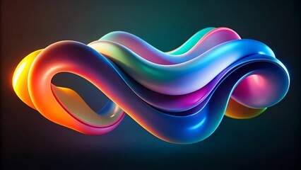 Abstract fluid multicolored shapes on a dark background. A modern creative banner with space for copy, in the style of a vector illustration. Abstract wavy design in neon colors.