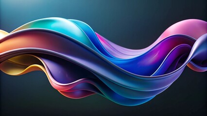 Abstract fluid multicolored shapes on a dark background. A modern creative banner with space for copy, in the style of a vector illustration. Abstract wavy design in neon colors.