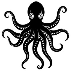 Octopuses silhouette vector illustration on white background