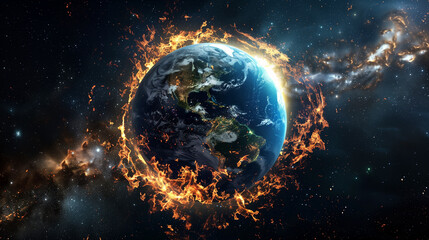 Obraz premium Impact of global warming on Earth. View from space