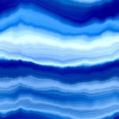 Fototapeta premium Modern summer striped blur wash seamless pattern background for trendy beach wear and coastal living designs. Repeatable alcohol ink bleed effect in blue white indigo colors