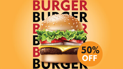 Burger deal with 50% off now