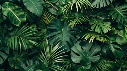 Tropical jungle foliage a lush green botanical pattern