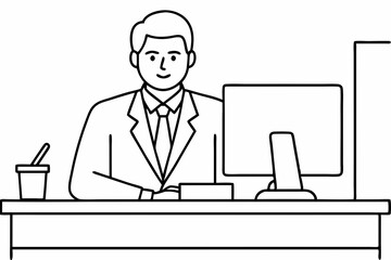 businessman in office vector illustration