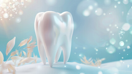 Banner with healthy tooth. Protecting dental health and medical care concept.generative ai