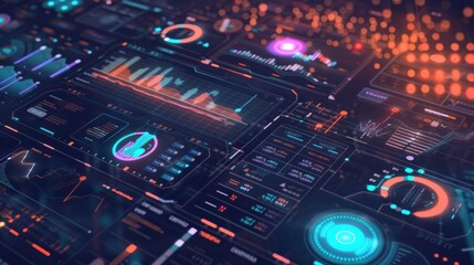 Fototapeta premium Futuristic Interface with Charts and Data