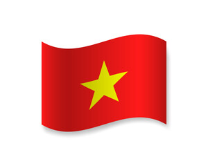 Flag of Vietnam flat icon. Wavy vector element with shadow. Best for mobile apps, UI and web design.
