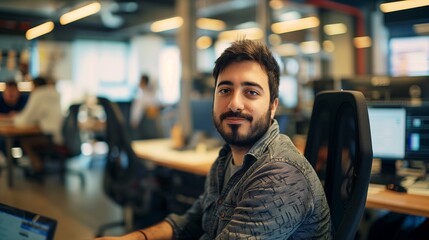 Fototapeta premium Portrait of male programmer in office.