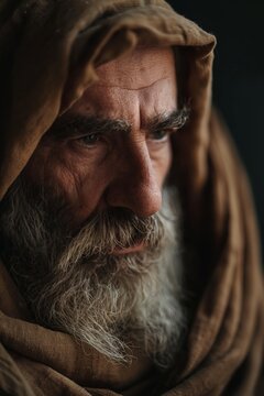 Visual representation of the portrait of the prophet Amos from the bible. Prophet Amos, humble man, shepherd and sycamore grower.