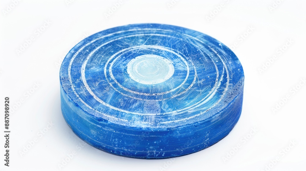 Poster Close up shot of a blue object on a white surface, suitable for use in designs and compositions