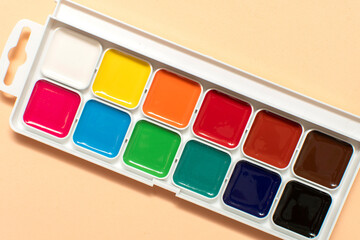 Palette of watercolor paints	