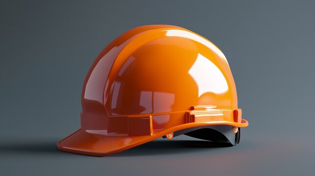 High-quality orange construction helmet featuring a shiny, reflective surface, symbolizing safety, protection, and professionalism in construction and industrial environments.