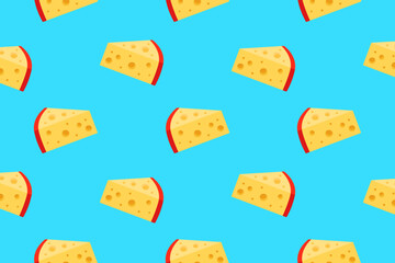 Piece of cheese. Seamless vector pattern