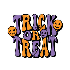 Trick or treat lettering for Halloween design, invitation cards, posters, banners, vector illustration