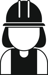 Woman builder wearing protective helmet icon in simple style on a white background