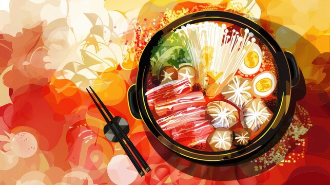 Abstract background suitable for Shabu Shabu and Sukiyaki article illustration