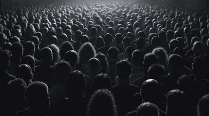 Fototapeta premium Monochrome Crowd from Behind - Unity and Diversity in a Large Gathering