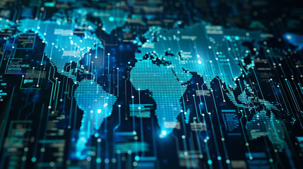 "World map displayed on a digital screen."