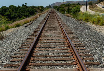 Scenic coastal railroad vista near Gaviota, Southern California