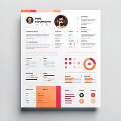 Modern and Minimalist CV Design Concept with Bold Colors and Infographics