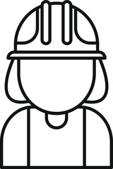 Female construction worker wearing a protective hard hat, depicted in a simple line icon style