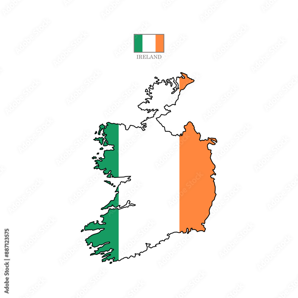 Wall mural ireland map background with regions, region names and cities in color. ireland map isolated on white background. Vector illustration Europe