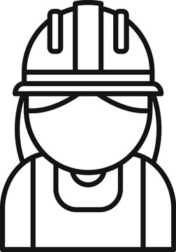 recommend clip art: Simple line icon of a female construction worker wearing a hard hat for safety