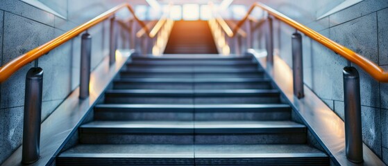 Fototapeta premium Subway Stairs Leading Underground. Generative ai