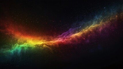 Obraz premium Fiery cosmic explosion illuminates the night sky and rainbow theme