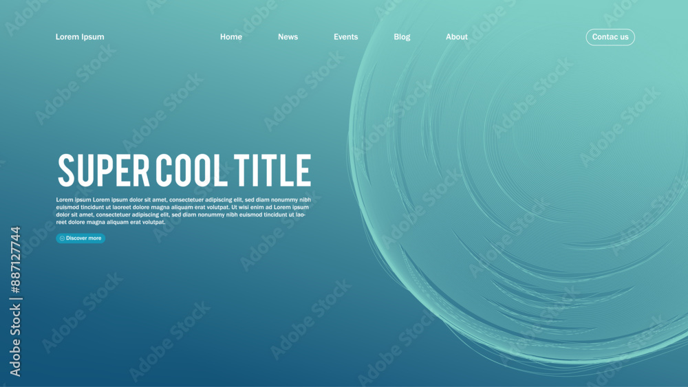 Poster landing page abstract design with sphere element. template for website or app.