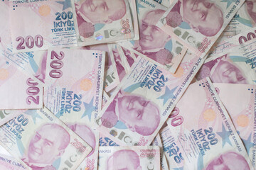 Turkish lira background, purple Turkish money, 200 tl banknotes, money background, texture, free...