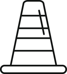 Simple outline illustration of a traffic cone standing warning sign for under construction icon for web design isolated on white background