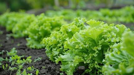 lettuce green fresh plant harvest salad on a bed or field